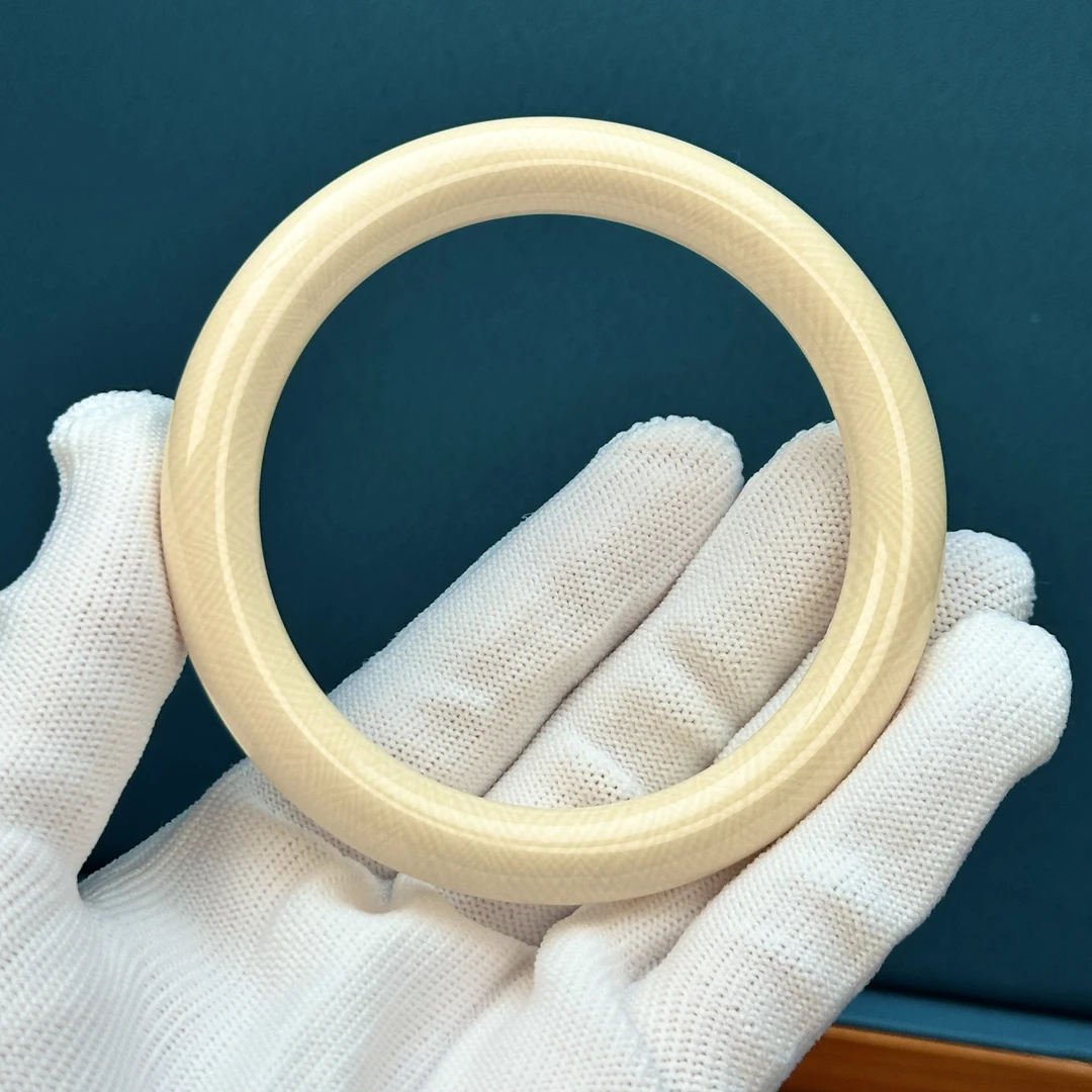 U2169天然猛犸象牙 果冻料爆满纹10mm手镯60.8mm 支持鉴定假一罚
