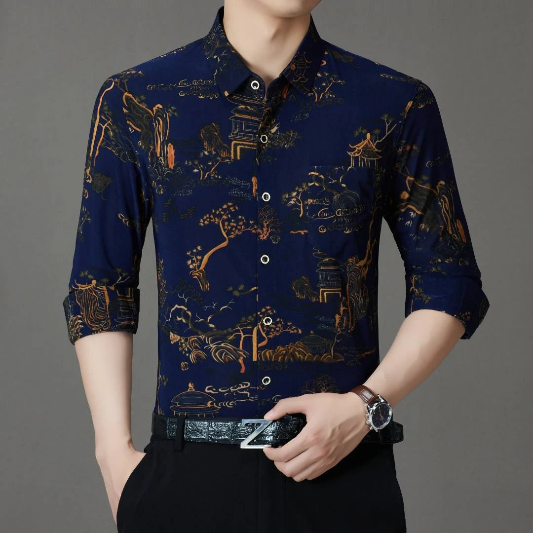 2025男士衬衫秋冬新款时尚百搭免烫休闲潮流有口袋 9910