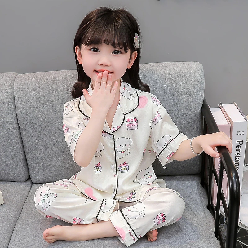 儿童睡衣夏季冰丝2025新款宝宝薄款短袖女孩夏天空调服女童家居服