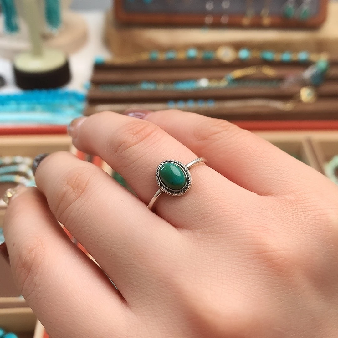 绿松石珠宝奇石银S925镶嵌