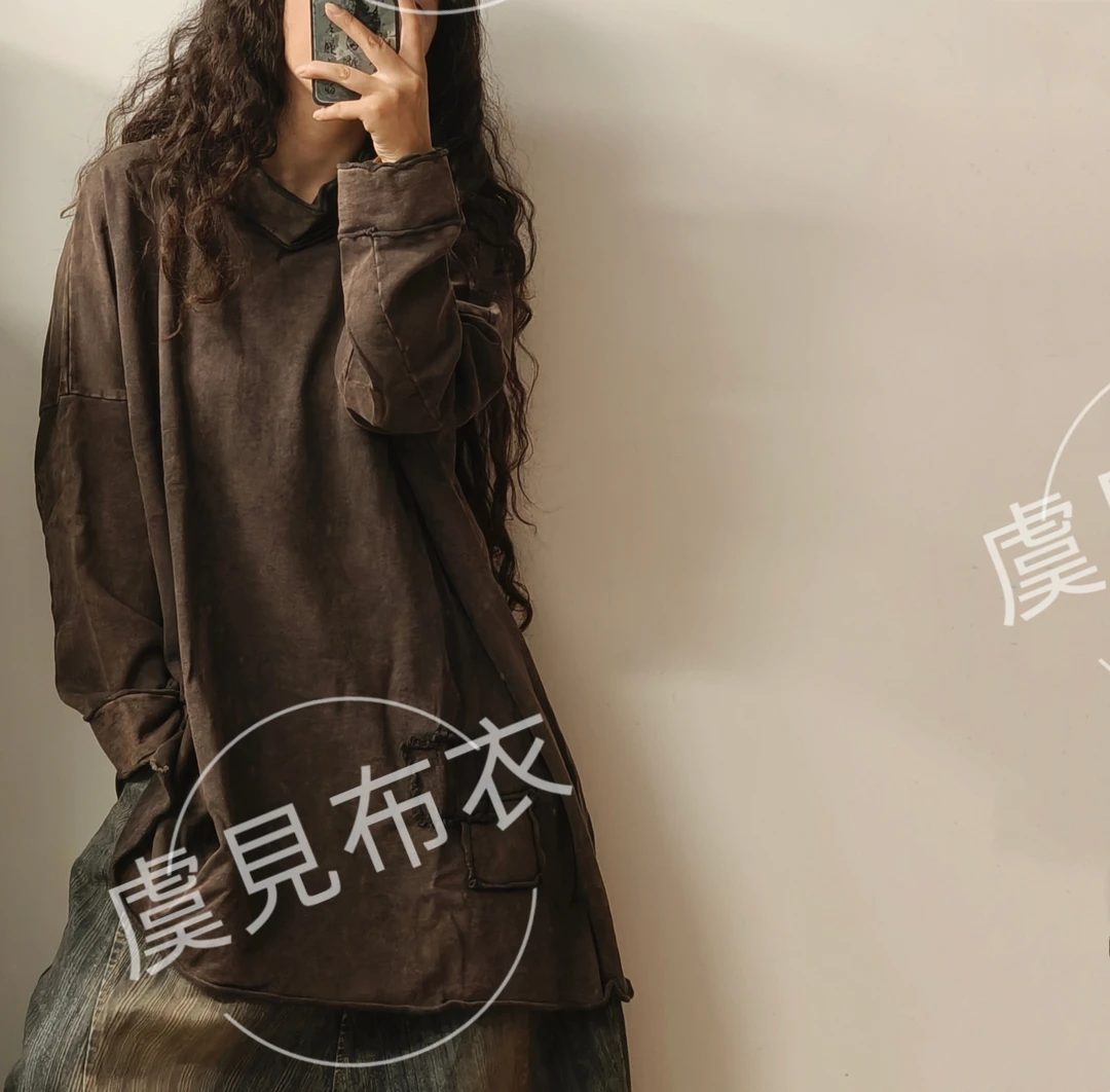 虞姑娘推荐  秋季炒色做旧毛圈立领贴布卫衣【衣长80胸围140】