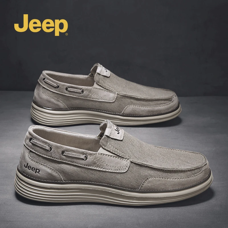 jeep吉普男鞋春夏2025新款男士老北京布鞋一脚蹬软底男款休闲鞋子