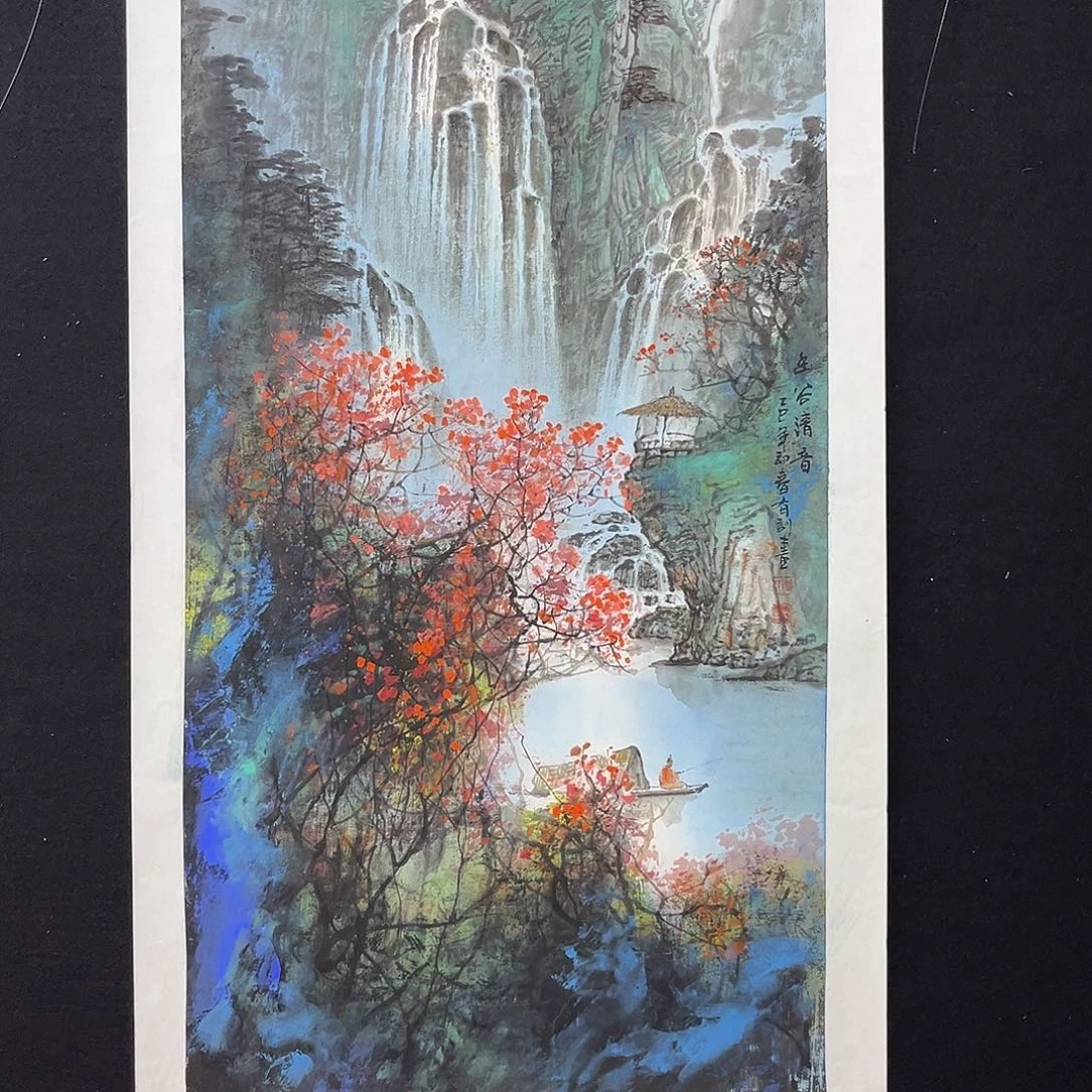 国画手绘国画，山水画心