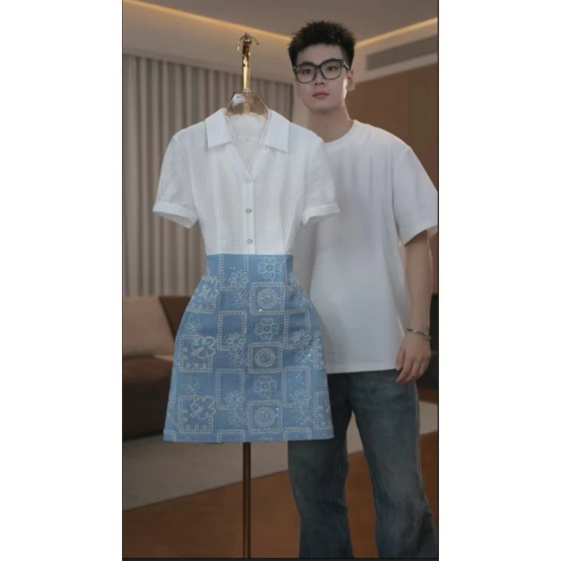 【蒂妮佳】2034夏季新款气质收腰短袖显瘦连衣裙