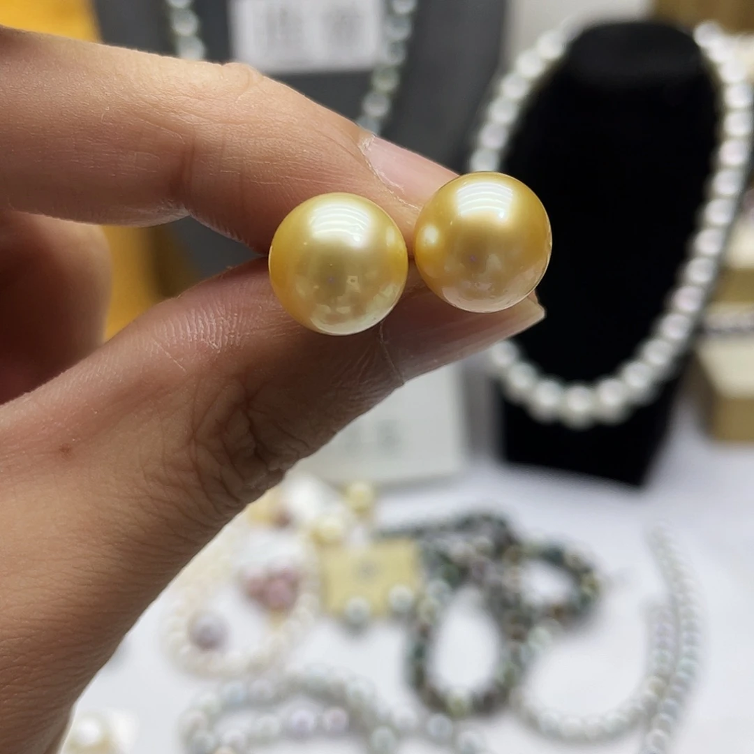 银S925镶嵌海水珍珠耳饰