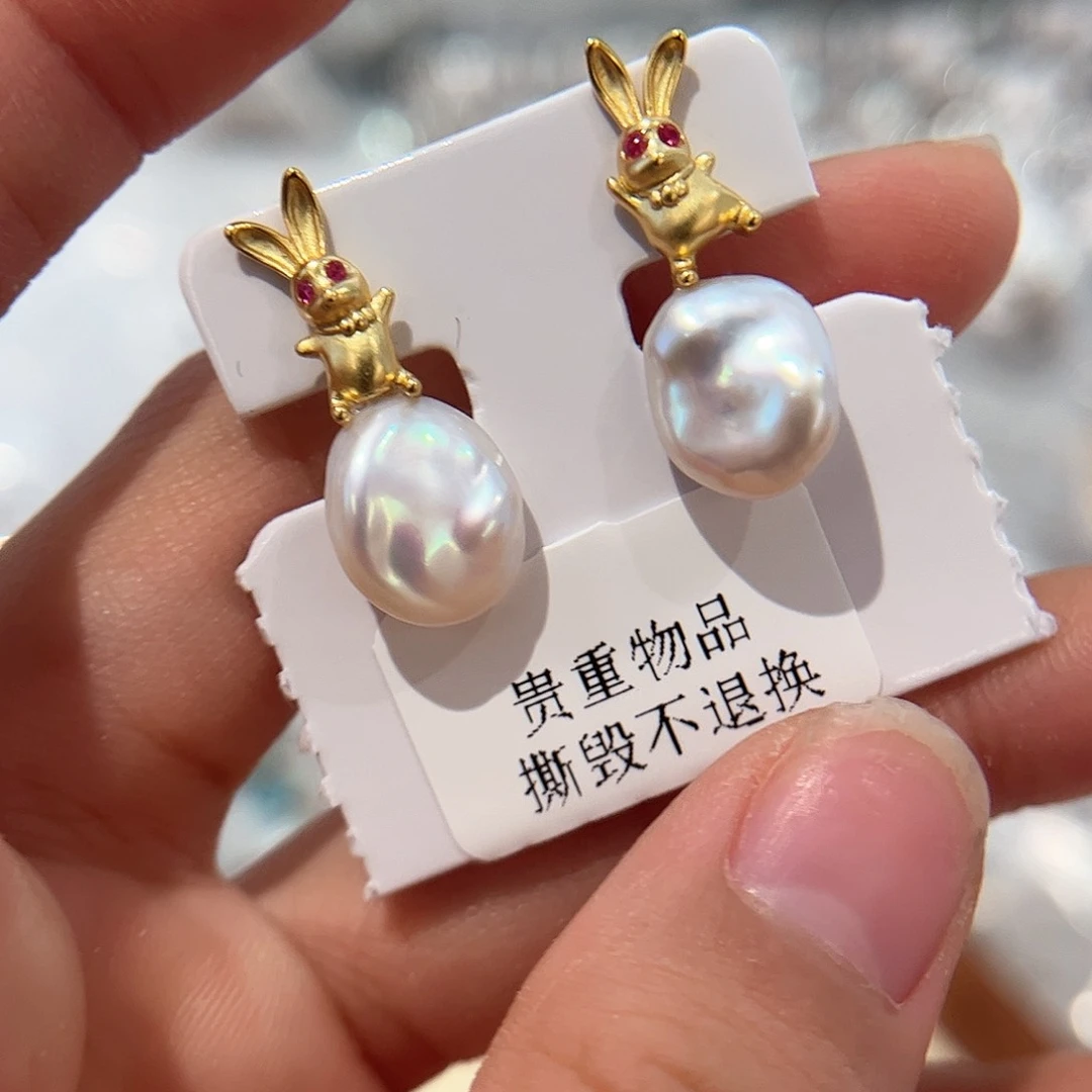 合金淡水珍珠耳饰