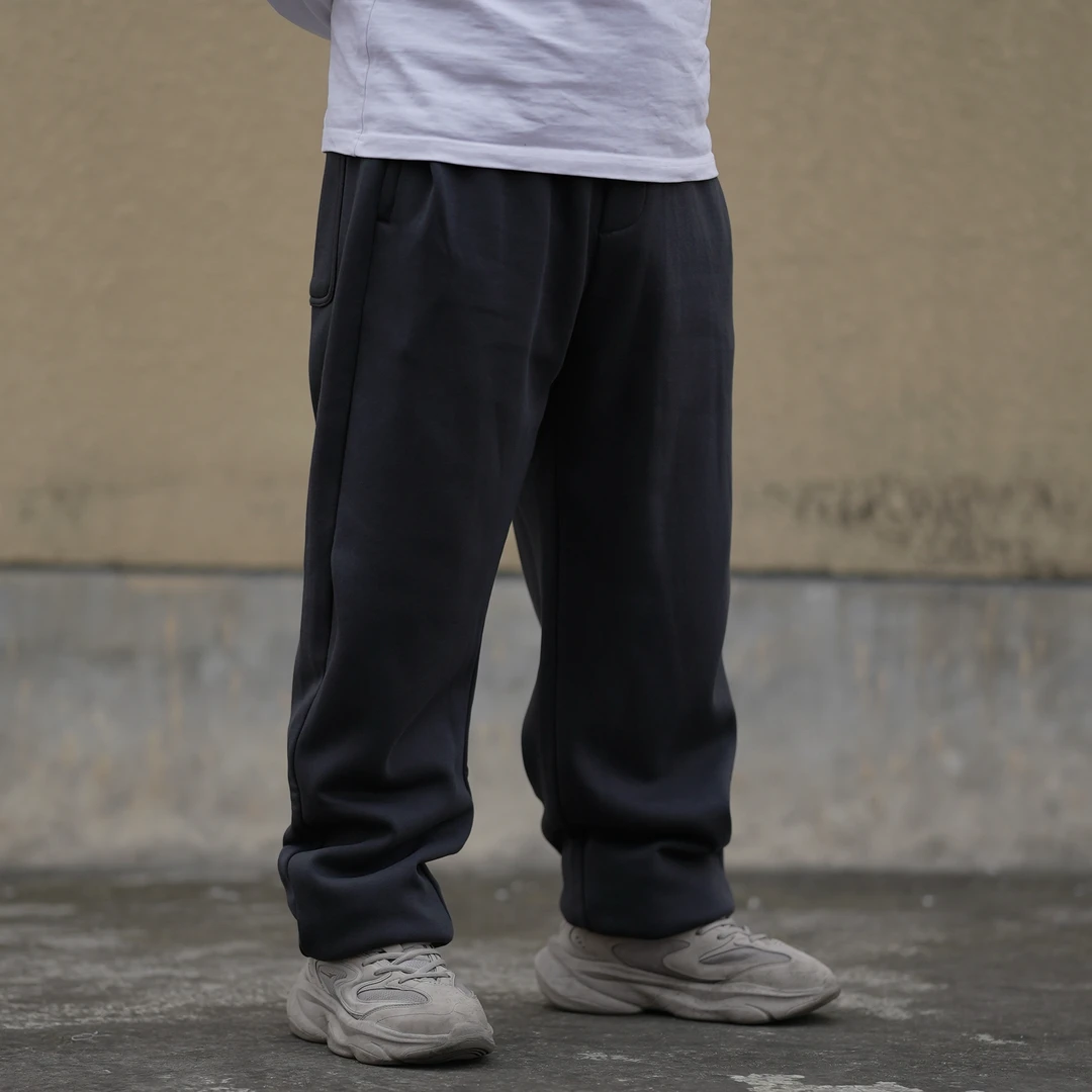 2025男士秋冬款复古纯色直筒加绒卫裤免烫微弹中腰休闲裤