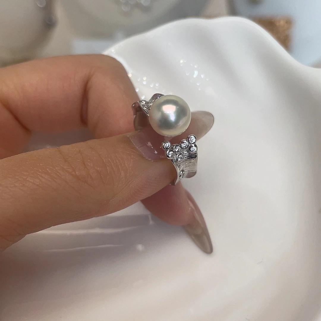银S925镶嵌海水珍珠戒指
