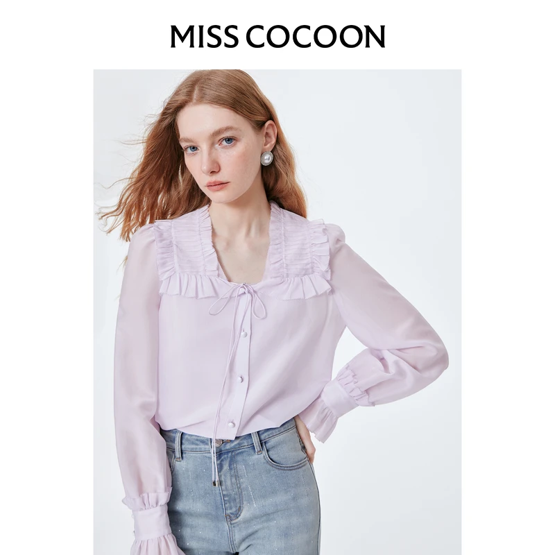 missCOCOON25桑蚕丝醋酸衬衫衬衣0121
