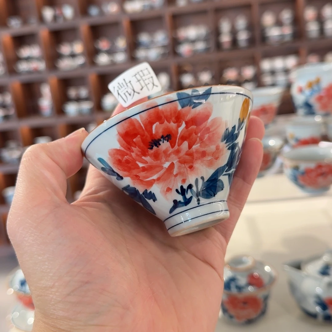 釉下手绘茶具微瑕