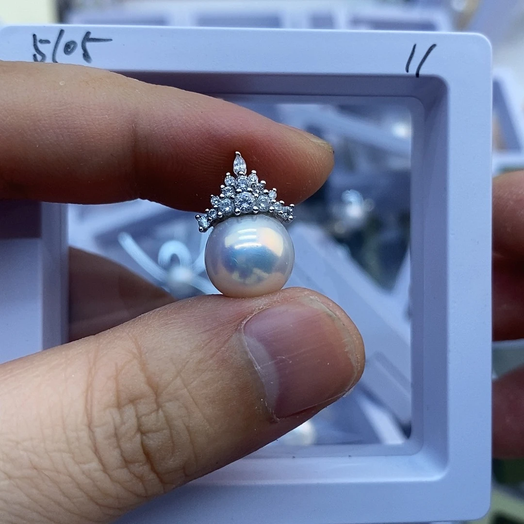 淡水珍珠银S925镶嵌吊坠(不含链)