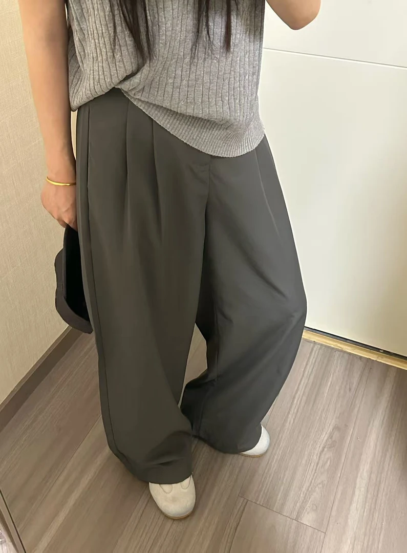 新款上线~现货发+运费险2025夏季冰丝垂感阔腿裤宽松显瘦时尚百搭
