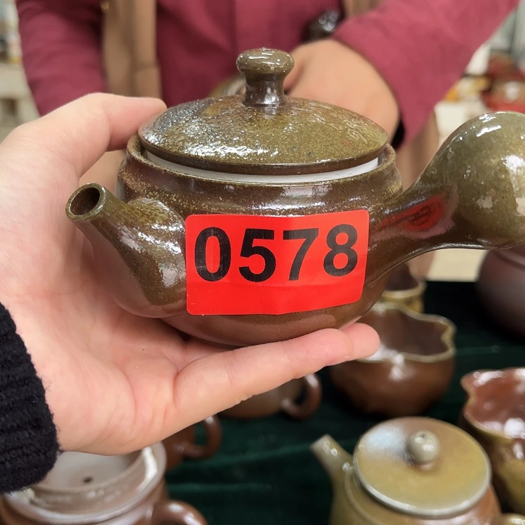 壶ベ*莫柴烧开窑大吉  柴烧侧把元宝