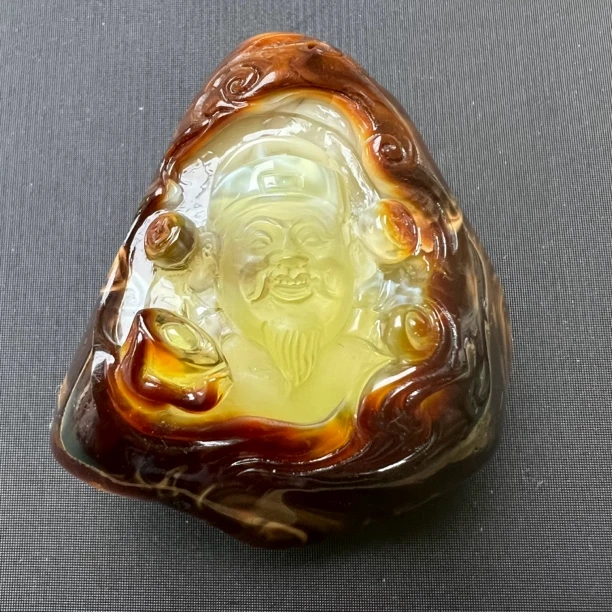 花蜡荧光财神爷吊坠琥珀蜜蜡财神爷吊坠琥珀蜜蜡财神爷雕刻件