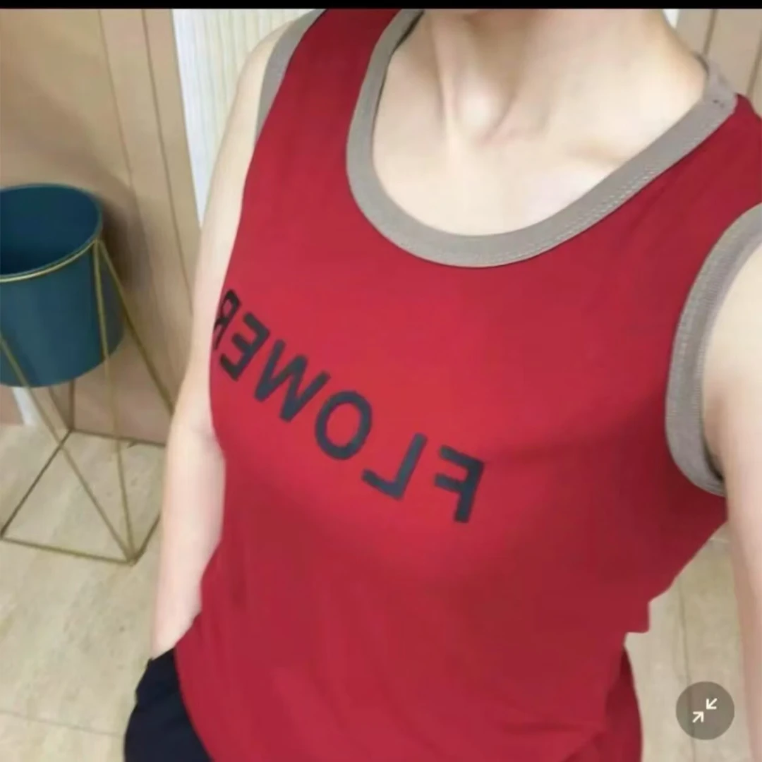 FLOVER新款印字母内搭外穿衫无袖打底衫女士背心