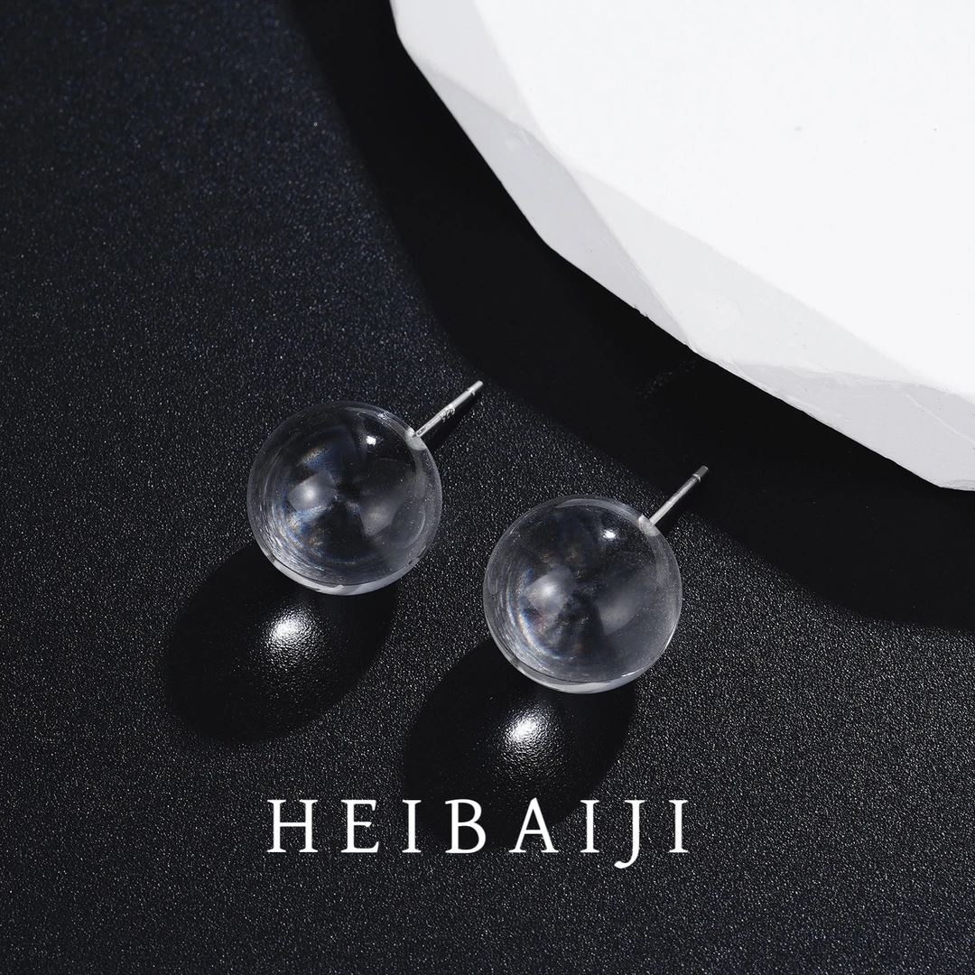 925银耳饰 露珠 S925银A级大自然12mm白水耳钉X19