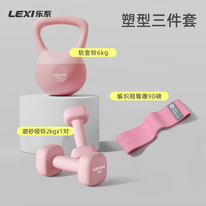 lexi/乐系软壶铃健身紫菜套装女士专用家用练臀软体软底提壶哑铃