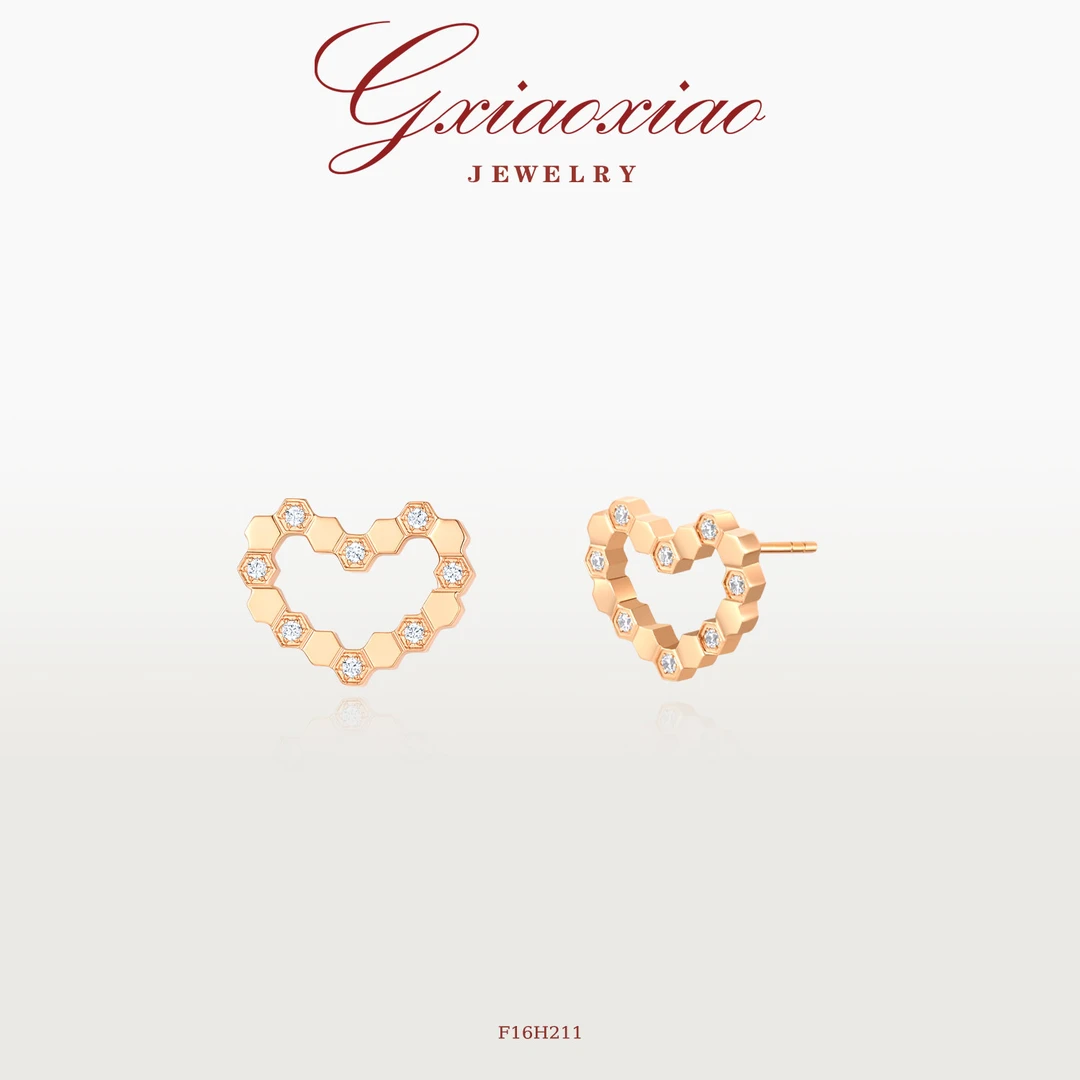 G XIAOXIAO 【蜂巢】法式气质爱心耳环 F16H211 F16H212