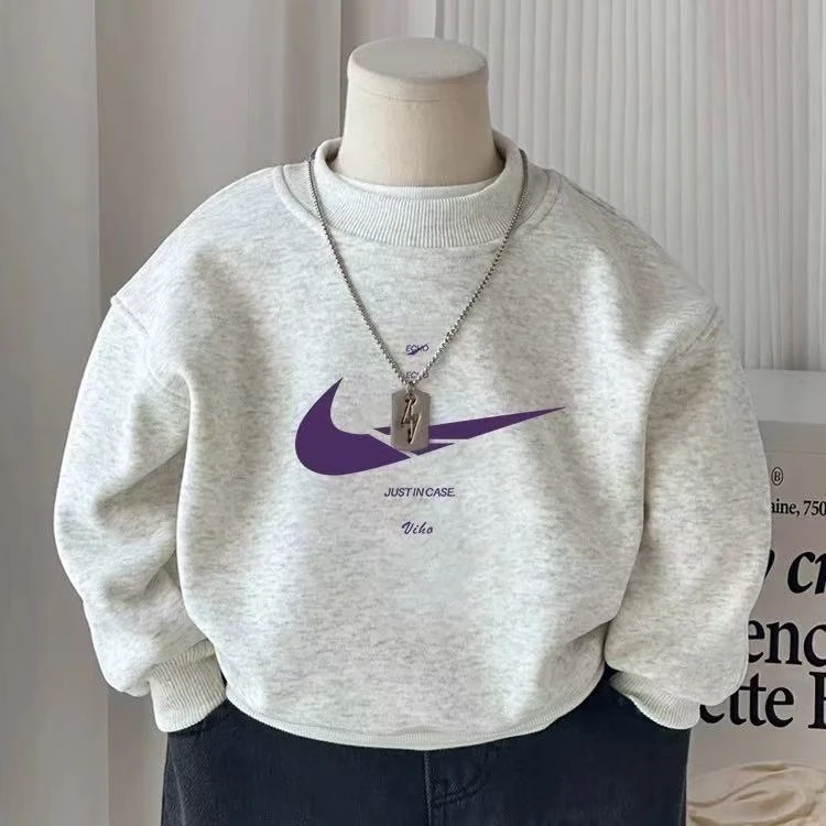 男女童美式潮牌卡通印花重磅圆领卫衣中大童秋季新款宽松套头上衣