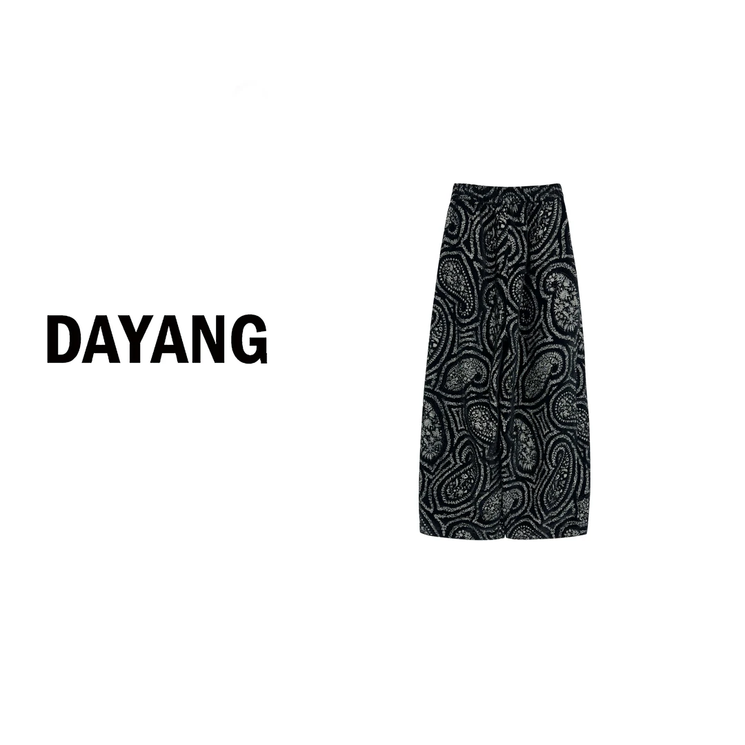 【DAYANG】黑腰花 老钱感自带弧形丝绒八九分休闲裤