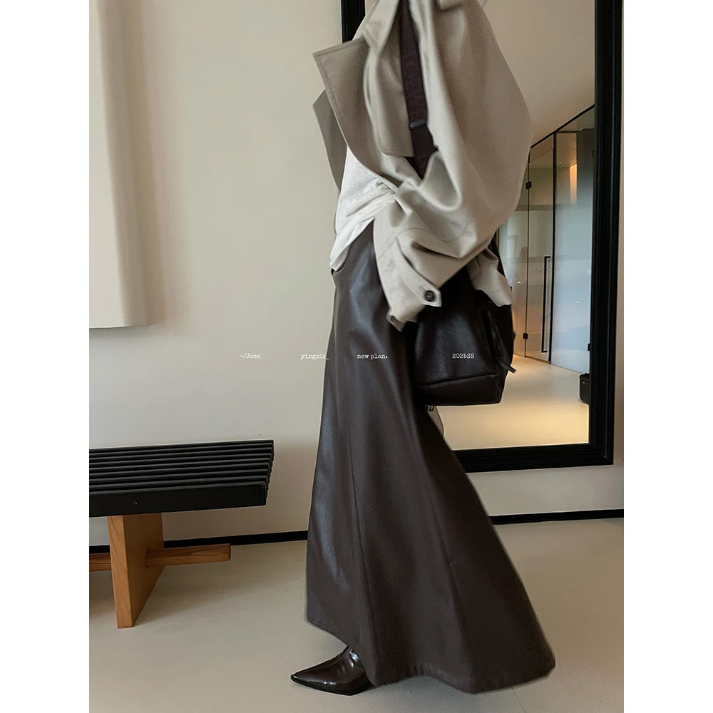 JCCC影子【曼城旧事】高级感简约复古PU皮半身裙皮裙JE4JPQ10