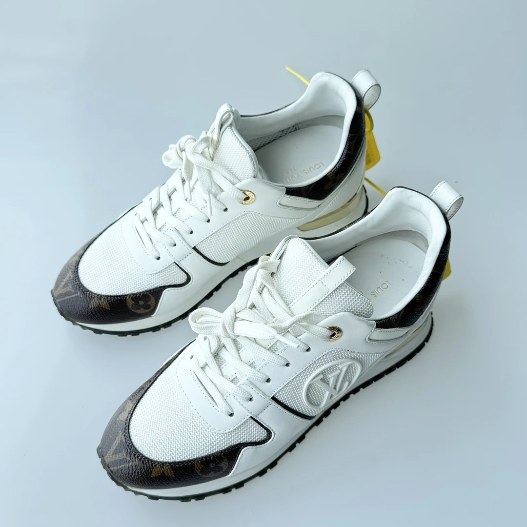 99新 LouisVuitton/路易威登 36.5码 LV白色 老花runaway运动鞋