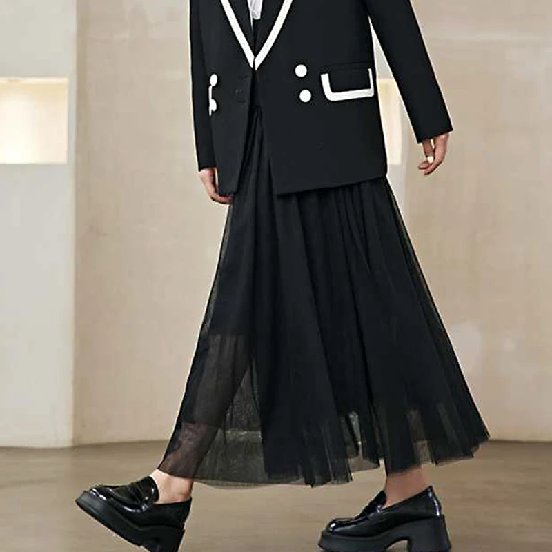 34068【觅系列】优雅黑色纱网半身裙33MX557C155