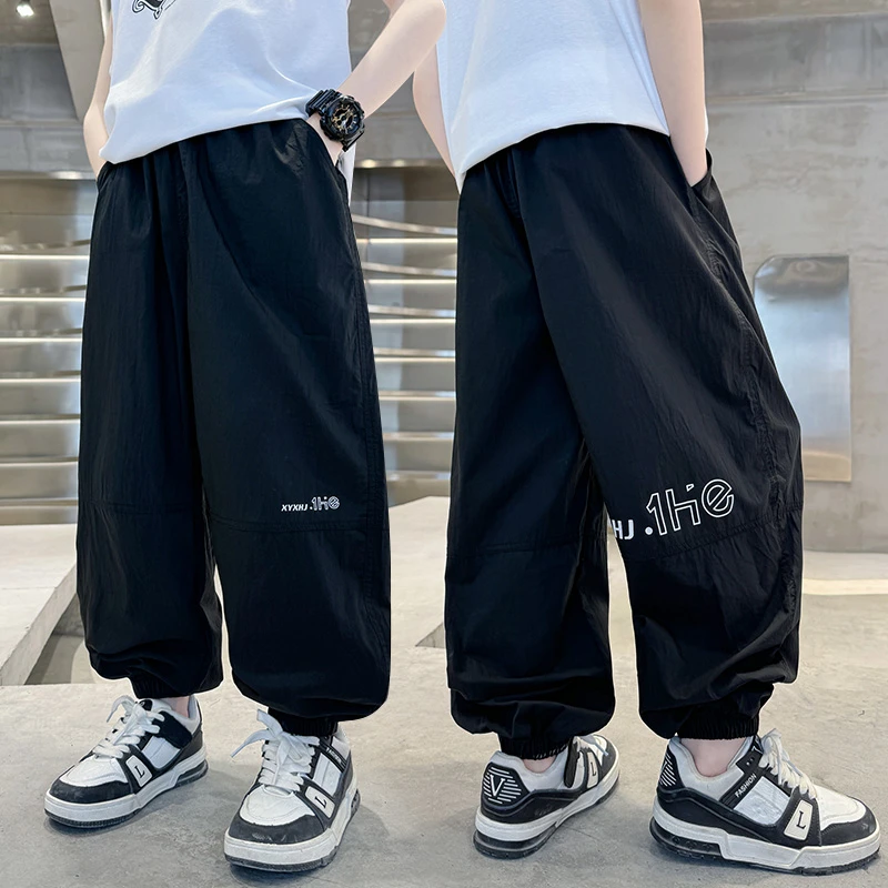 男童裤子夏季防蚊裤薄款2025新款中大童男孩夏装运动透气冰丝长裤