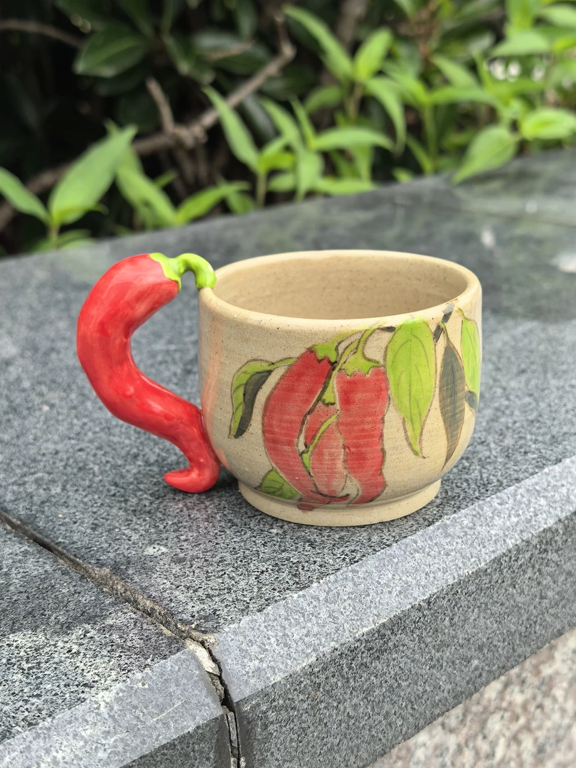 小辣椒杯子纯手工陶艺