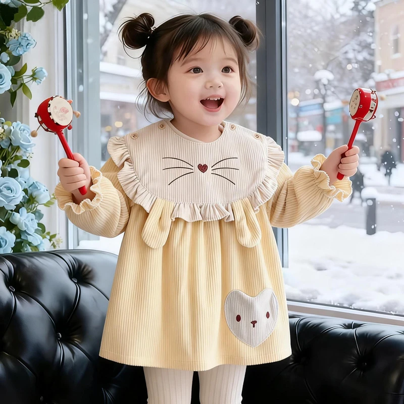 新款女童罩衣防水防脏秋冬女宝宝外穿护衣儿童冬季宝宝反穿衣围衣