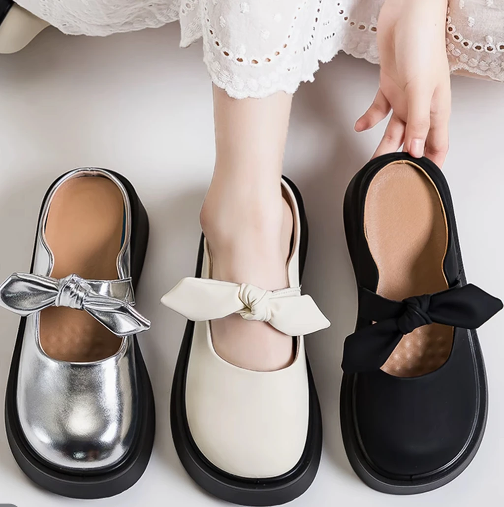 飞耀蝴蝶结包头厚底半拖女外穿夏季新款配裙子一脚蹬凉拖F06