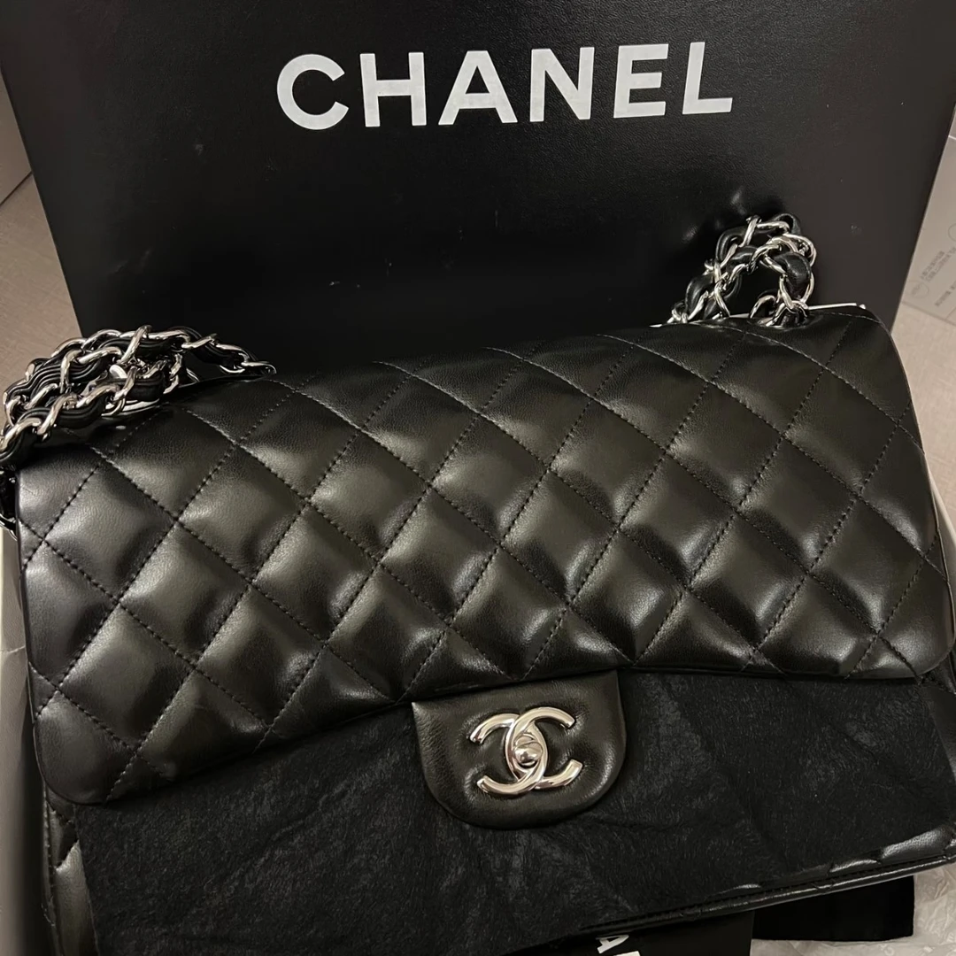 95新 Chanel/香奈儿 Chanel 黑银Jumbo 22020184-01