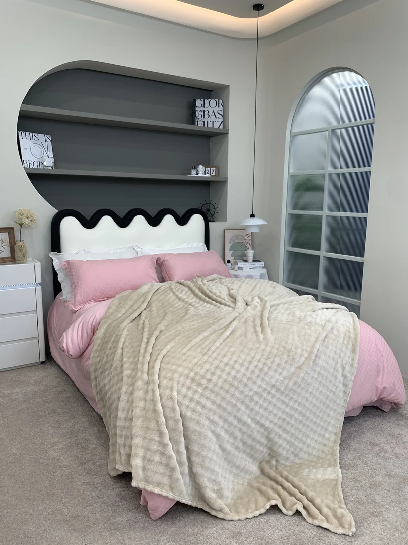 雪京 牛奶绒泡泡毛毯四季毛毯盖被 多功能盖毯 午睡披肩毯 保暖毯