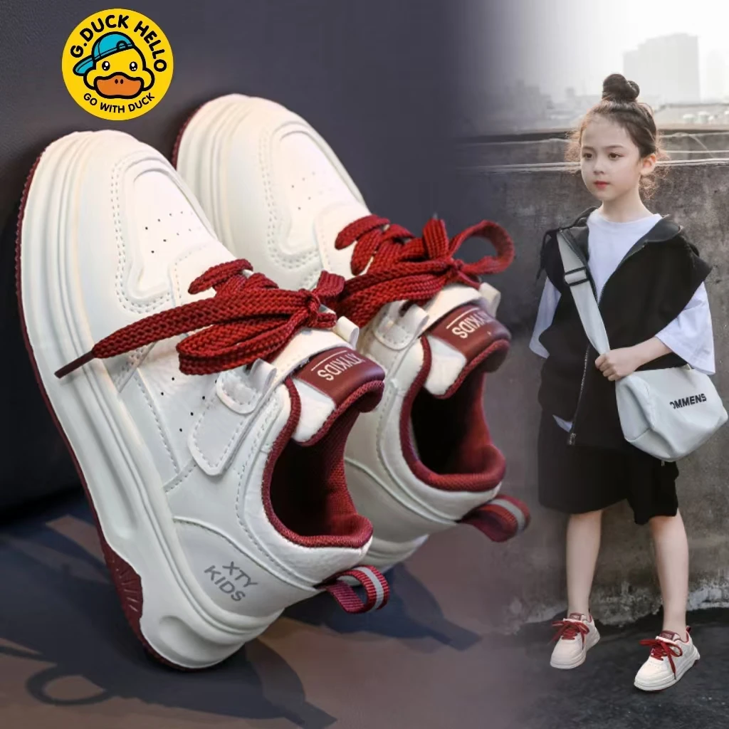 哈罗小黄鸭女童鞋低帮板鞋2025新款儿童运动鞋软底学生小白鞋休闲