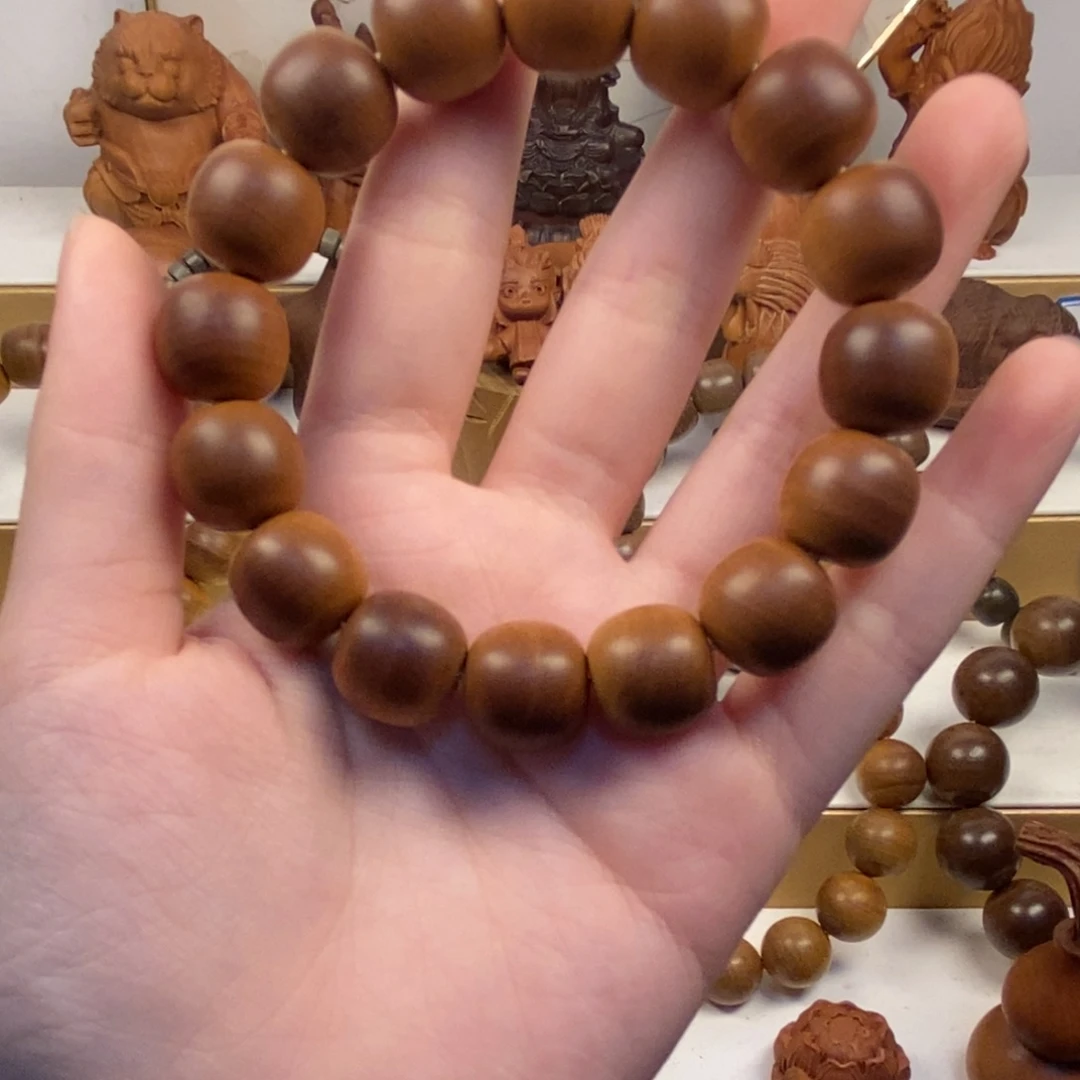 1***7檀香木手串/手链老山檀香13/14横纹微微瑕福利焦糖奶香