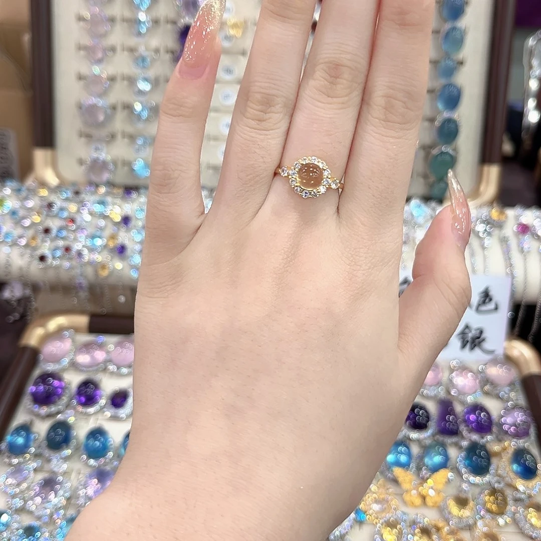 烟晶银S925镶嵌戒指