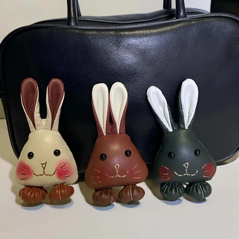『乖乖容容兔』手缝头层牛皮包饰挂件钥匙扣