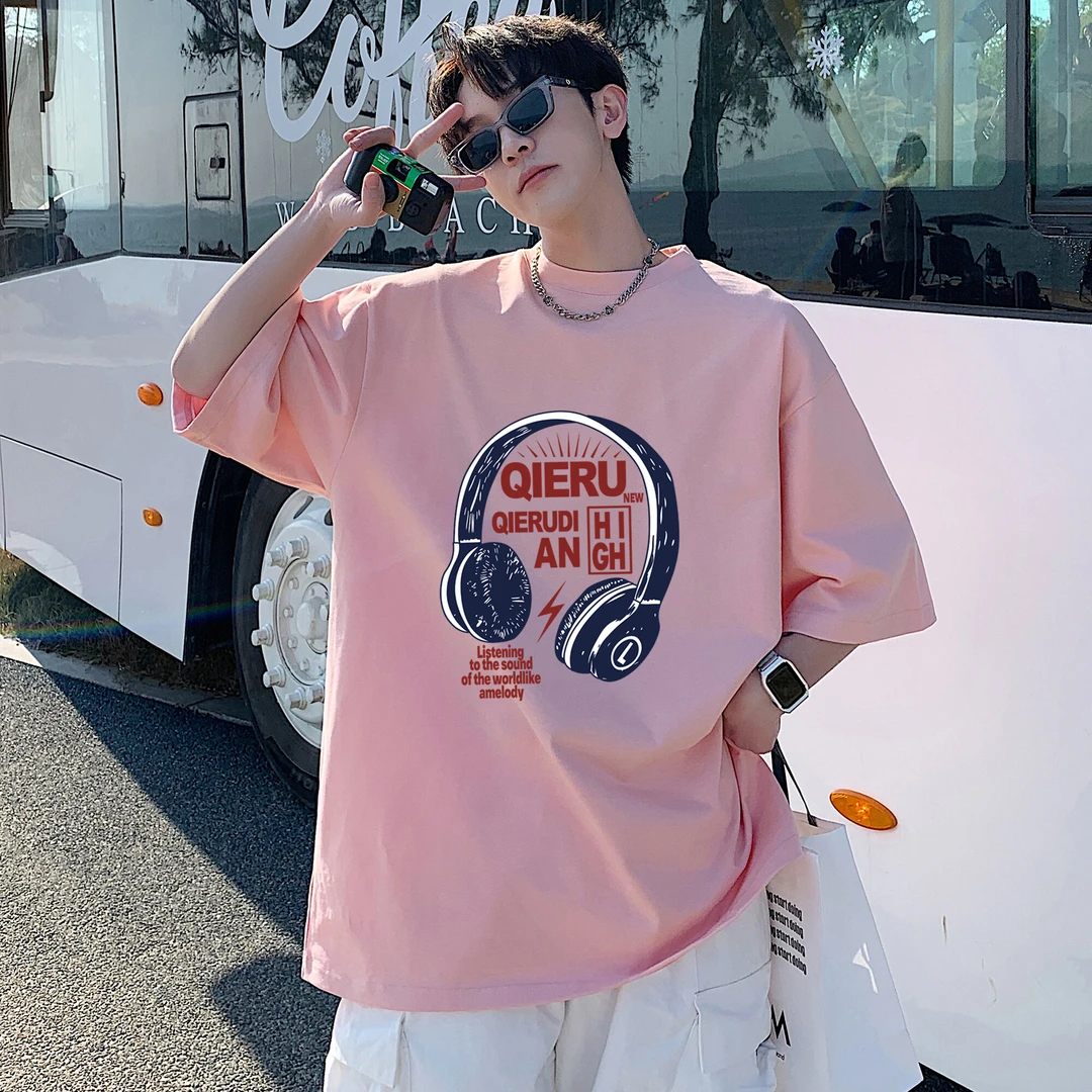 隐匿者2025夏季新款男士短袖T恤港风潮流百搭大码字母印花半袖T恤