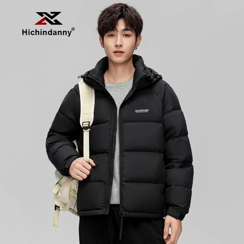 HICHIN加厚短款羽绒服男士冬季新款鸭绒连帽时尚休闲百搭保暖外套