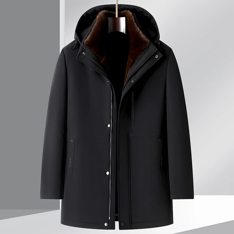 冬季中老年60-70岁爸爸外套加厚大衣连帽大码男士加绒加厚棉衣