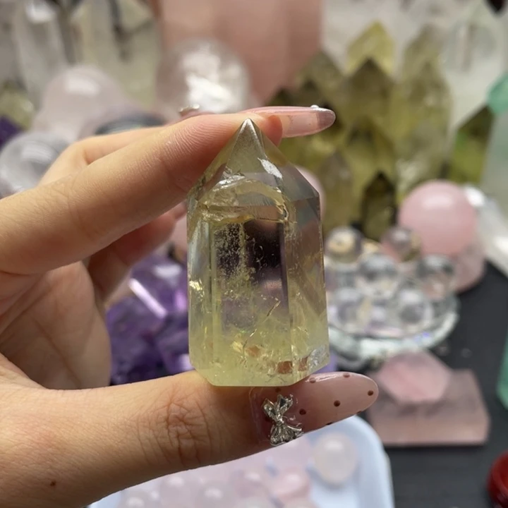 水晶珠宝半成品未镶嵌爆彩黄柱5