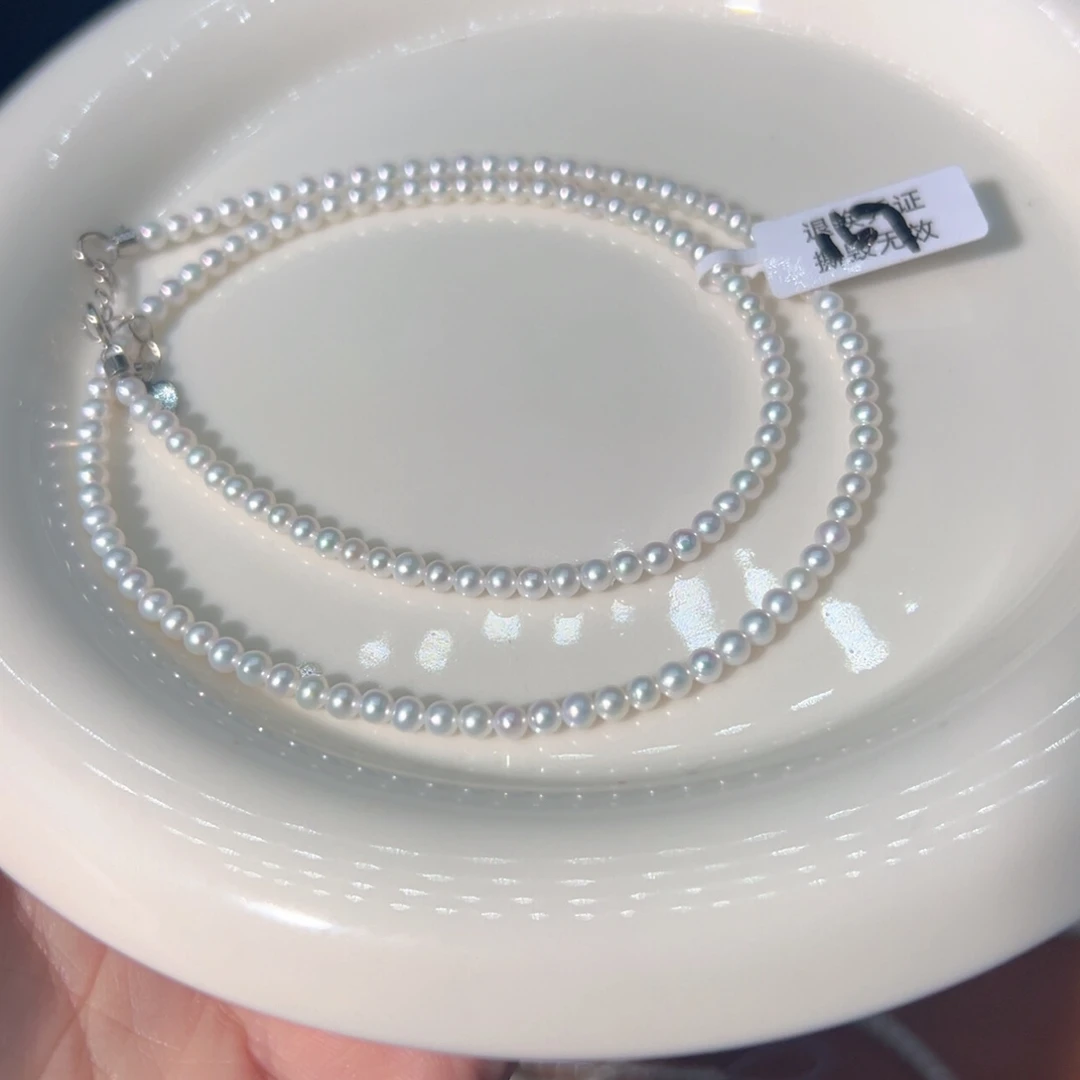 淡水珍珠3MM近正圆冷白极光天然银S925镶嵌