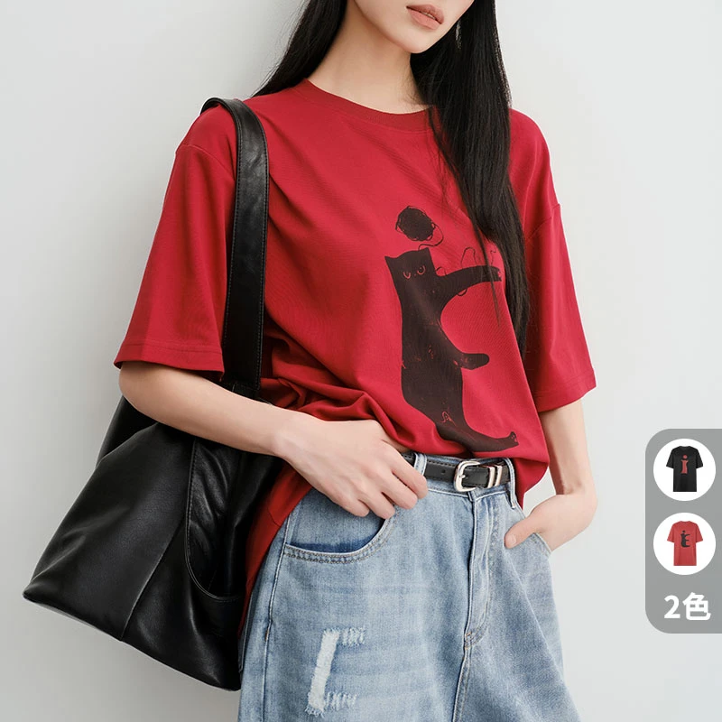 【现货】美洋MEIYANG 性格T【商场同款】全棉双面针织_宽松圆领上衣