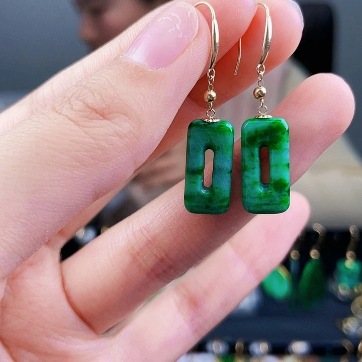 翡翠耳饰18K金镶嵌饰品