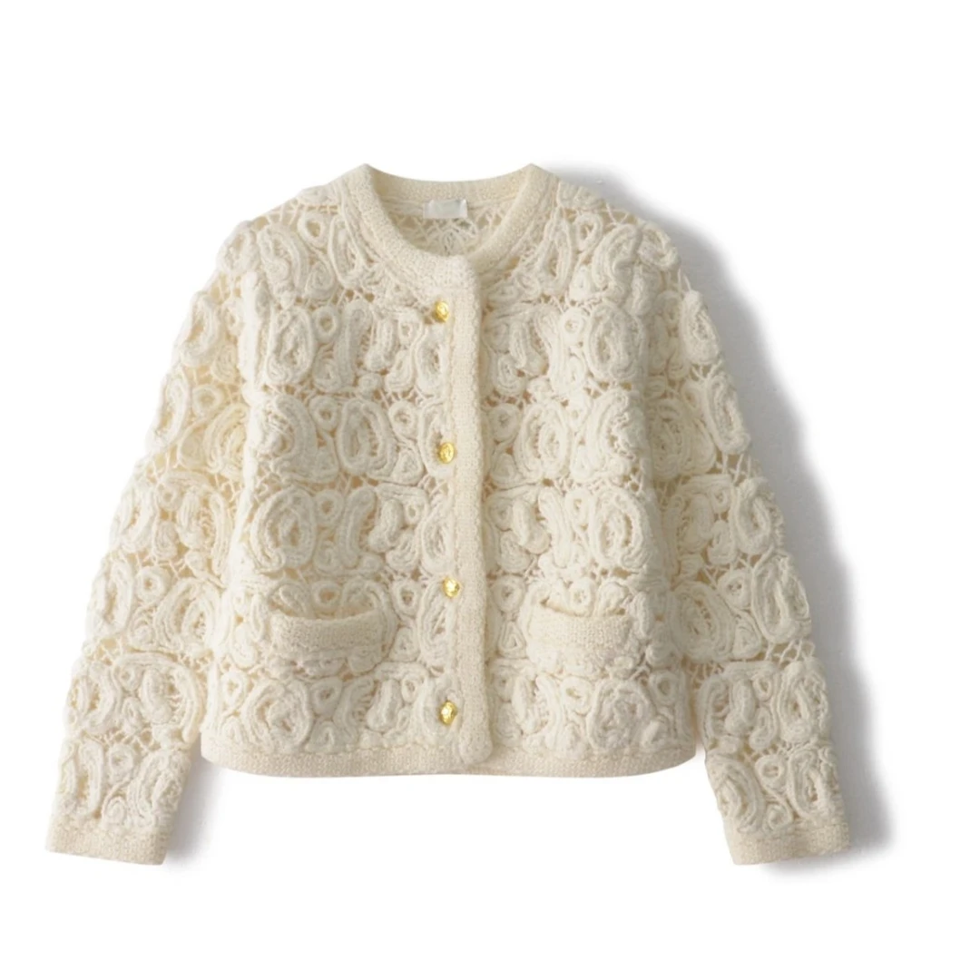 ZHANGLIXI小香风复古镂空山羊绒上衣百搭女士宽松秋冬QH-WT01