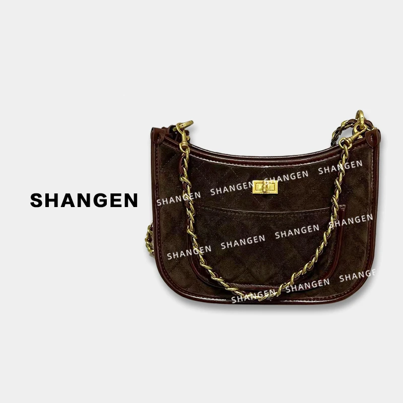 【尚恩CC】ZT-D7007-浓郁咖-RAIN.CUN轻奢小众时尚女士包25*19*7