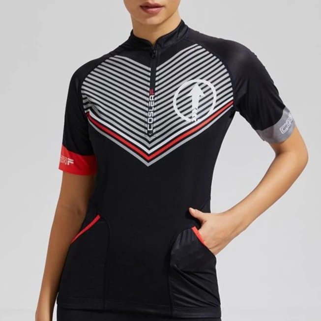 科里芙半拉链立领运动短袖带口袋跑步马拉松透气上衣户外