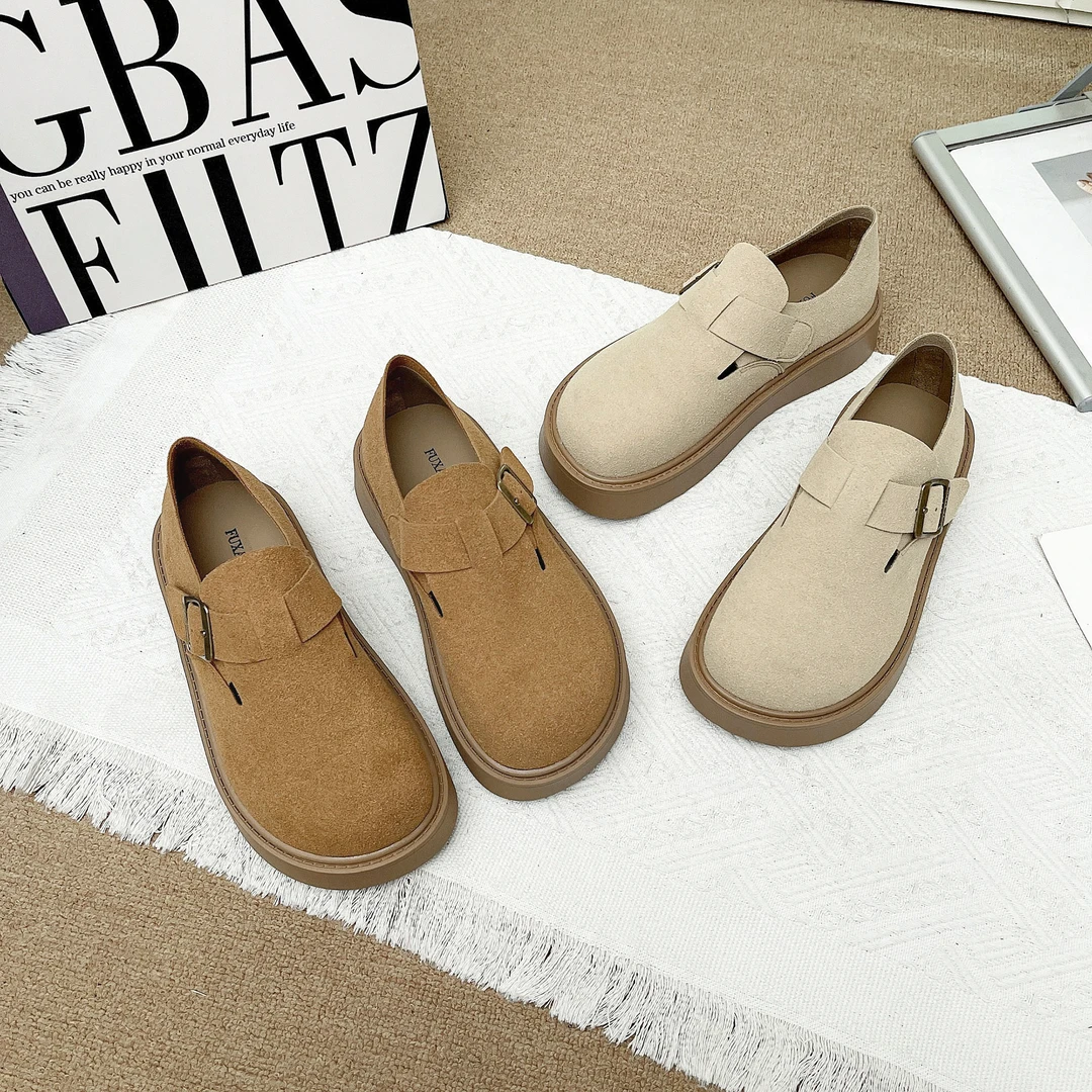 全包勃肯鞋女韩版新款时尚单鞋复古软底平底圆头两穿一脚蹬豆豆鞋