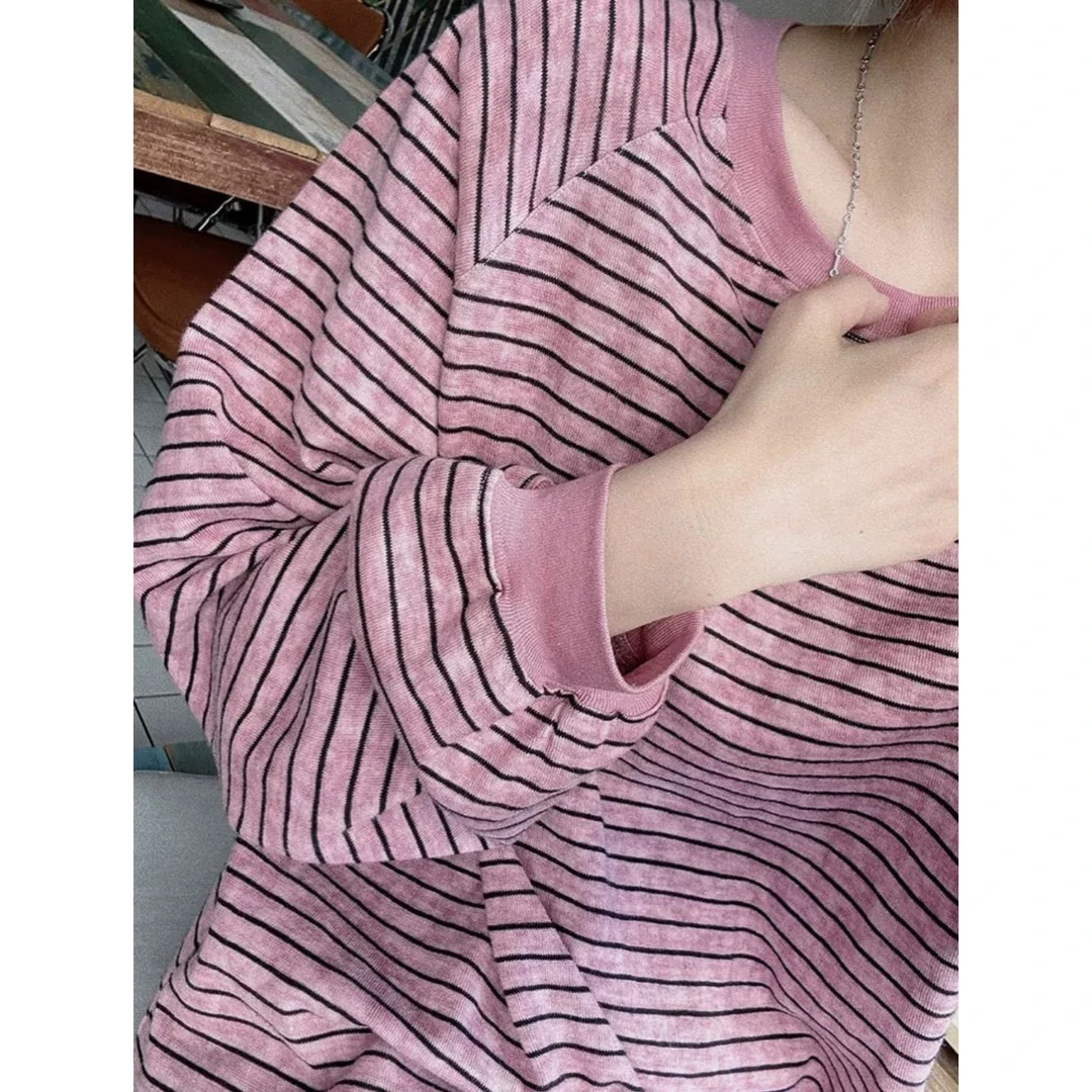 睡衣女冬季新款羊绒长袖长裤休闲可外穿家居服套装（甜美风条纹）