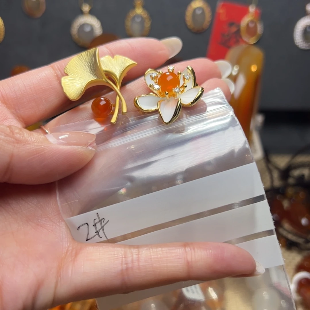 玛瑙/玉髓颈饰合金子**清2